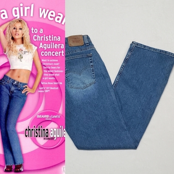 VINTAGE Y2K Levi's 515 Low Rise Stretch Stone Wash Bootcut Jeans 12 Long - Picture 1 of 12